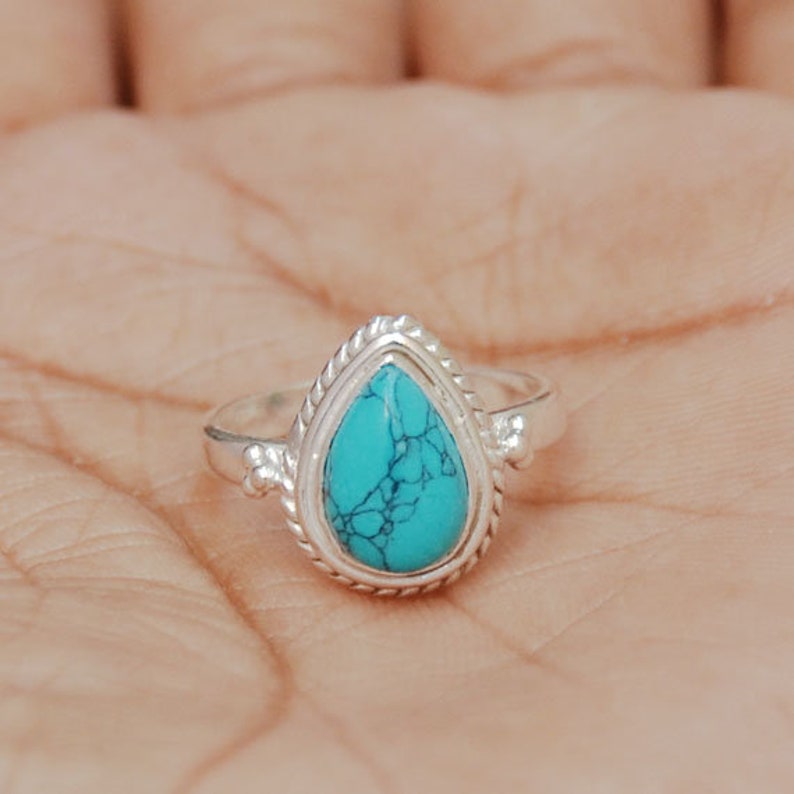 Engagement Ring Wedding Gift Sale Stunning Natural TURQUOISE Gemstone Ring All Size Available, Turquoise Ring 925 Sterling Silver Ring