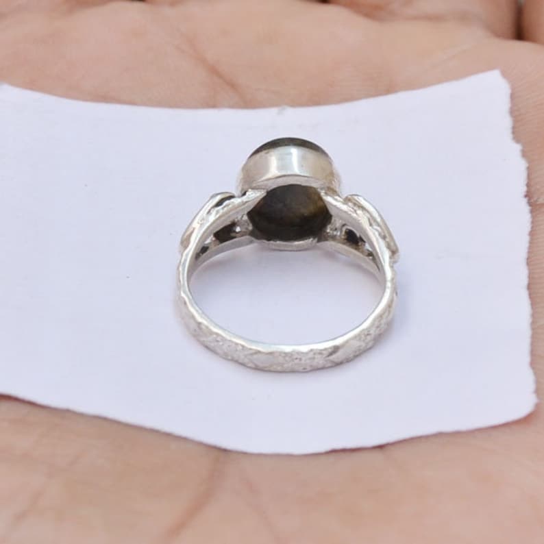 Wedding Gift Labradorite Ring All Size Available, 925 Sterling Silver Ring Wonderful Blue Fire LABRADORITE Gemstone Ring Round Gemstone
