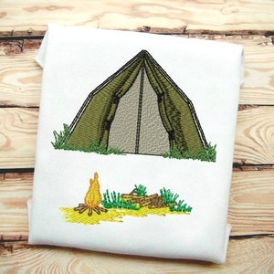 2 Design Bundle! Tent & Camp Fire Fill Stitch Embroidery Design File In 9 Formats **** Instant Download