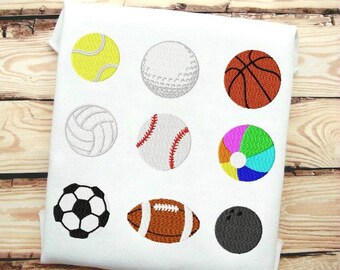 9 Designs & 3 Sizes Included! Sports Balls Fill Stitch Embroidery Design File  In 9 Formats **** Instant Download