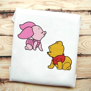 2 Design File s Included! Winnie the Pooh Style Pooh and Piglet Fill Stitch Embroidery Design File   In 9 Formats **** Instant Download