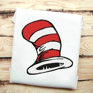 2 misure incluse! File di disegno per ricamo a punto pieno Cat in the Hat in 9 formati **** Download immediato