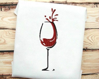 2 Sizes Included! Wine Glass Fill Stitch Embroidery Design File   In 9 Formats **** Instant Download
