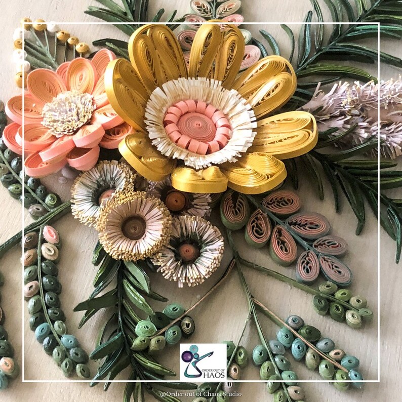 3D Quilling Art Pattern Botanical floral Pattern-Adult Craft DIY Downloadable pattern Video image 3