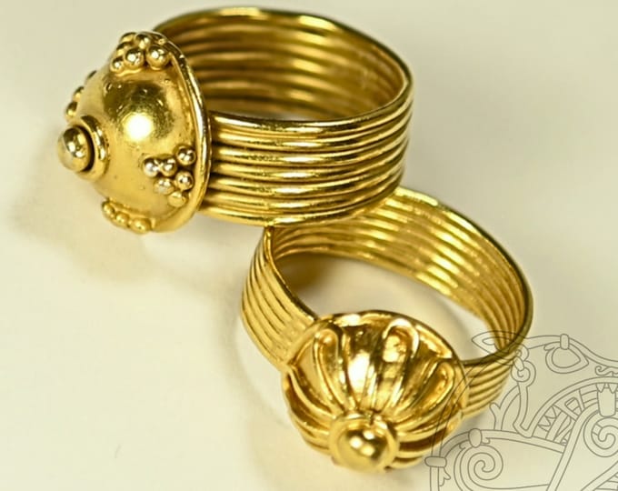 BYZANTINE ring X CE  gilded replica, Larp, SCA