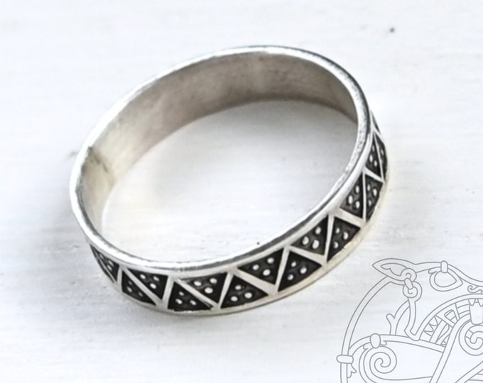 Sterling Silver Viking Ring stamped replica from Truso, Birka Ring, SCA, LARP, Viking Band Ring