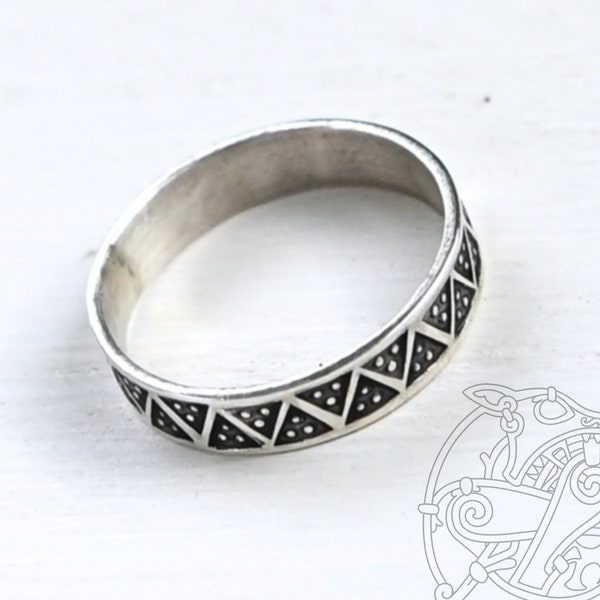 Sterling Silver Viking Ring stamped replica from Truso, Birka Ring, SCA, LARP, Viking Band Ring