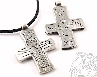 Sterling Silver Byzantine Cross replica from Great Moravia, double-sided pattern, LARP, SCA