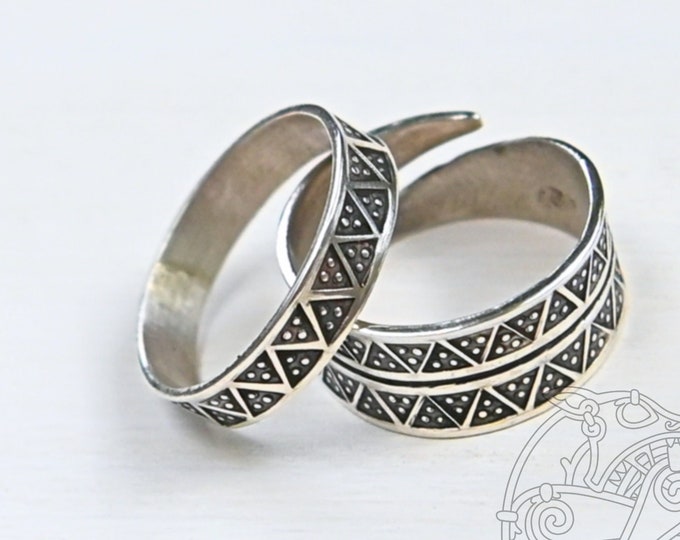 Sterling Silver Viking Ring stamped replica from Truso, Birka Ring, SCA, LARP, Viking Engagement Wedding Ring