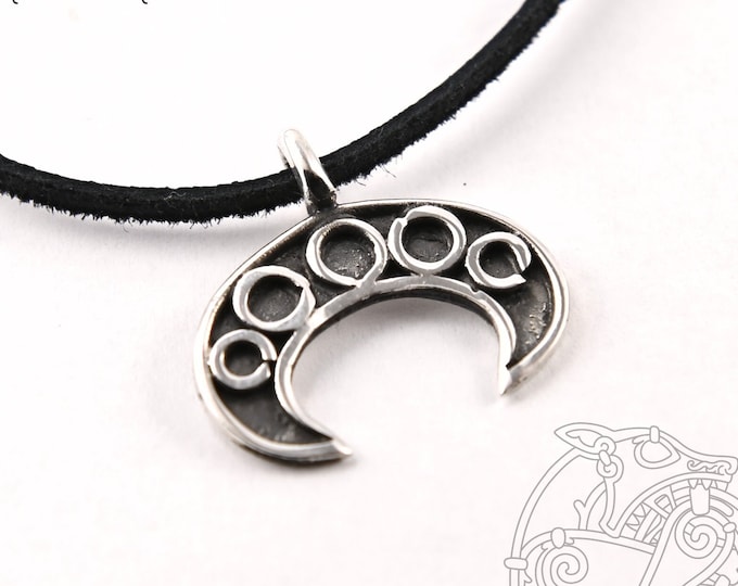 Sterling Silver Lunula pendant Kievian Rus artefact replica, Viking Reenactment, SCA, LARP