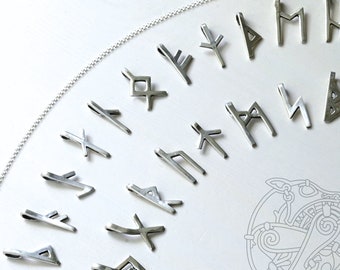 Sterling Silver Rune Pendant, naszyjnik wikingów, nordycki starszy Futhark