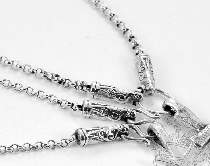 Viking chain with dragon heads, Sterling Silver small size