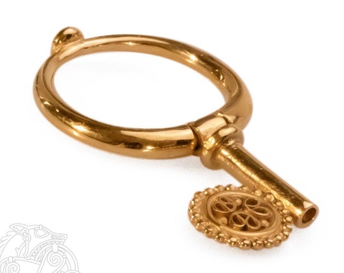 Byzantine Key Ring IX CE - gilded replica, Larp, SCA