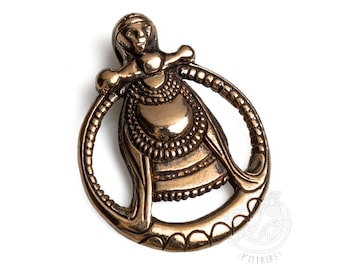 Bronze Freya pendant viking goddess replica from Östergötland, Hagebyhöga in Sweden