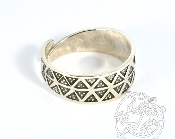 Sterling Silver Viking Ring stamped replica from Truso, Birka Ring, SCA, LARP, Viking Adjustable Ring