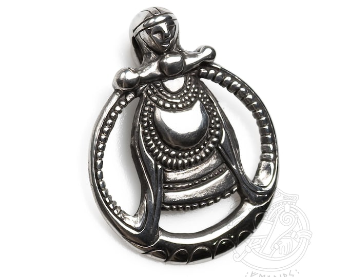 Sterling Silver Freya pendant viking goddess replica from Östergötland, Hagebyhöga in Sweden