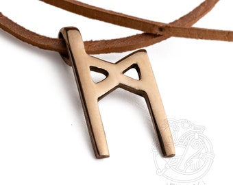 MANNAZ Rune Pendant – Handmade Viking Jewelry, Norse Amulet of Humanity & Inner Wisdom