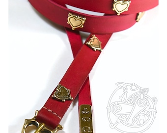 XV Century Embossed Leather Belt with Etched Brass “Diamond”