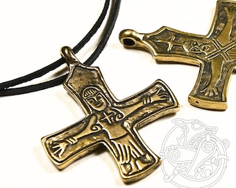 Bronze Viking Cross Jesus & Maria, replica from Finland, double-sided pattern, LARP, SCA