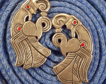 Odin Ravens HUGINN and MUNINN bronze brooches replica