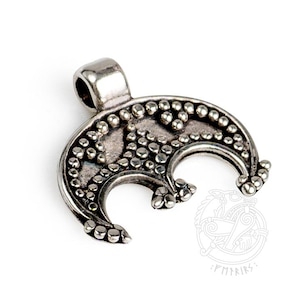 Sterling Silver Lunula Pendant: Slavic Viking Amulet