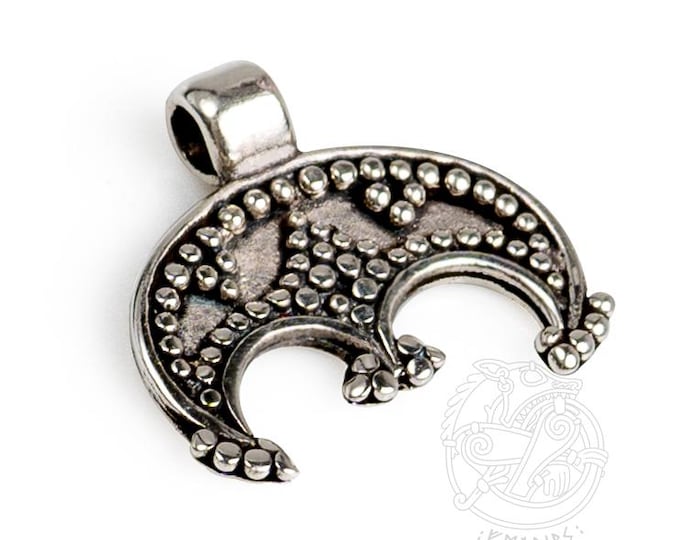 Lunula Moon Pendant - sterling silver replica from Great Moravia, Mikulcice