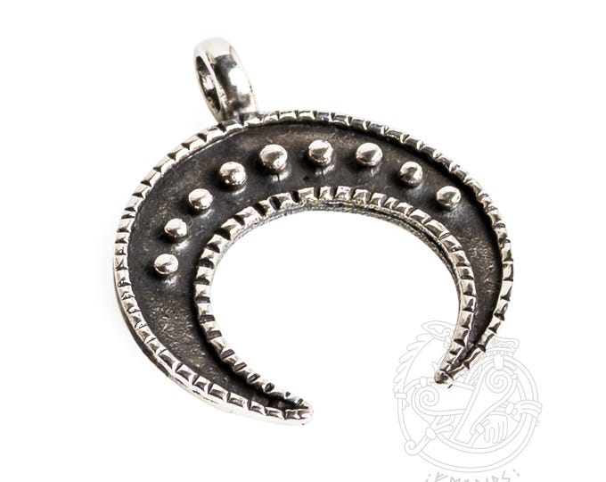 Sterling Silver Lunula Moon Pendant, replica from Danilowo Male Wroclaw Poland