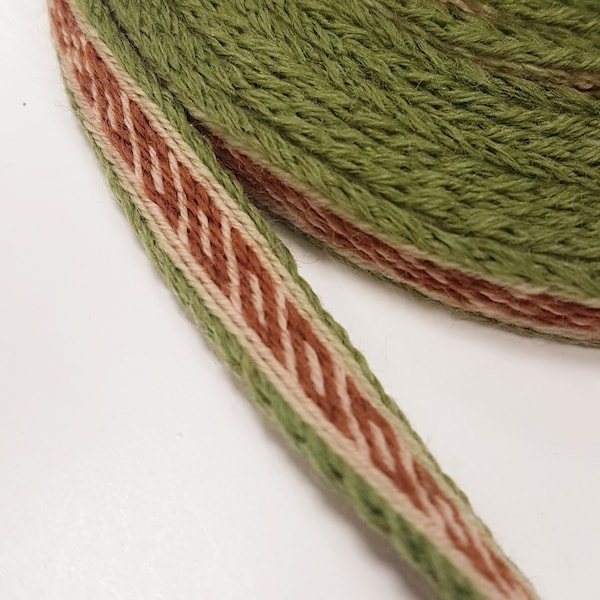 Tablet WOVEN RIBBON Oseberg, Norway pattern from 100% wool 1,1 cm width