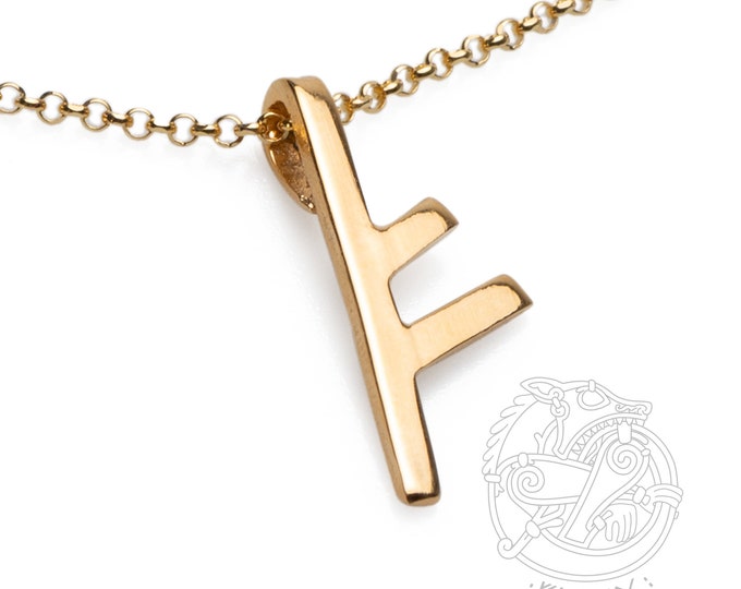 Rune FEHU Pendant - Wealth rune - Norse Elder Futhark