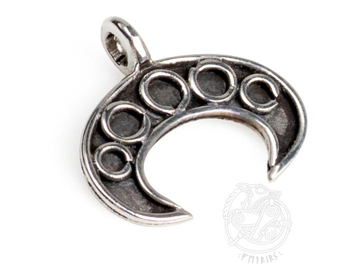 Sterling Silver Lunula pendant Kievian Rus artefact replica, Viking Reenactment, SCA, LARP