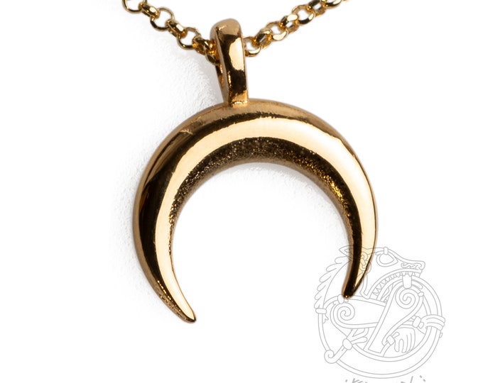 Small Gold Lunula necklace, charm inspiration ancient Rome