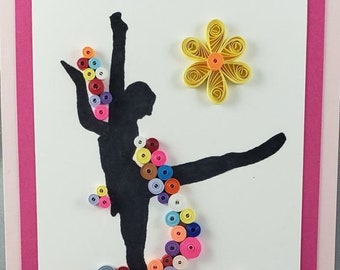 Pink Dancer Art for Girl, Prima Ballerina for Her, Quilled Ballerina, Pink Filigree Mom, Quilling Artwork Gift for Girl, New Baby Present