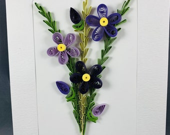 3D Purple Daisy Flower Quilled Floral Cards, variety of colors available