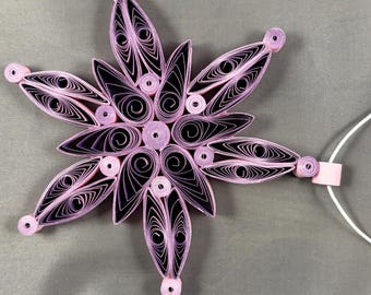 2025 Two Toned Purple and Pink Handcrafted Quilled Snowflake Ornament