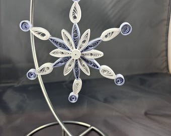 2025 Light Purple and White Handcrafted Quilled Snowflake Ornament