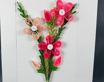 3D Pink Handcrafted Quilled Daisy Flower Greeting Cards for Wife