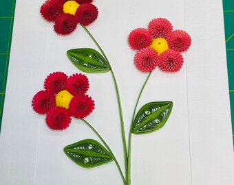 Red Quilled Daisy Flower Greeting Card, 5 in. by 7 in.