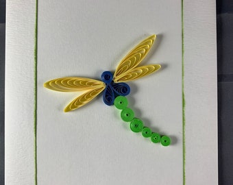 Dragonfly Card for Mom, Quilled Dragonfly Greeting Card for Wife, 3D Paper Art Card, Quilling Dragonfly Art, Quilled Birthday Card