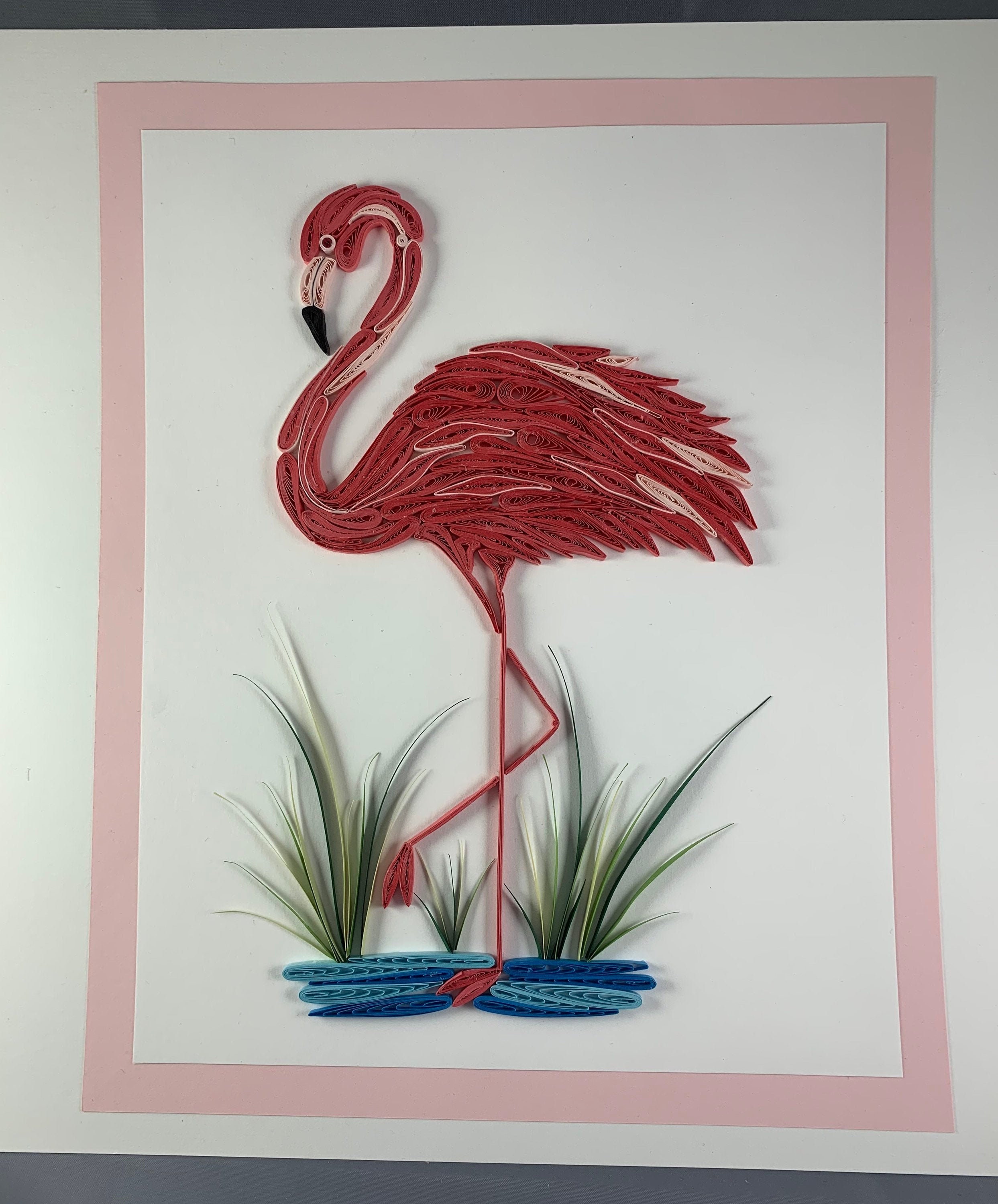 Quilled flamingo artwork Animal Lover flamingo art Quilling Etsy