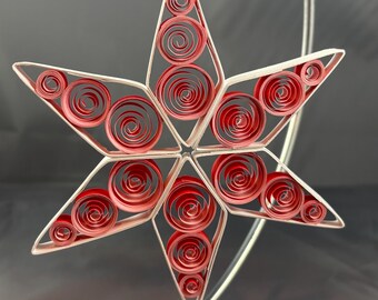 White and Two Toned Red/Pink Handcrafted Quilled Snowflake/Star Ornament