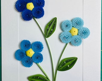 Baby Blue Eyes Quilled Flower Greeting Card