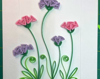 Handmade Quilled Lilac Flower Card, Unique Greeting Card