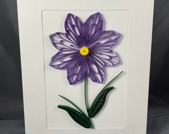 Purple Flower Quilled Card, Unique Birthday Greeting