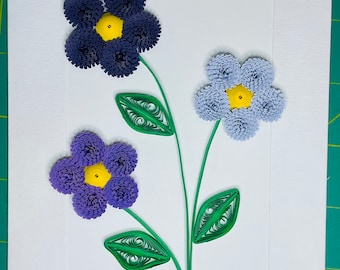 Handmade Purple Quilled Daisy Flower Birthday Card