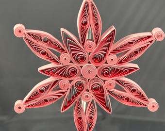 2026 Two Toned Red and Pink Handcrafted Quilled Snowflake Ornament