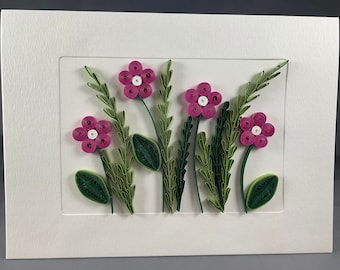 Quilled 3D Raspberry Flower Greeting Card 5 inches by 7 inches
