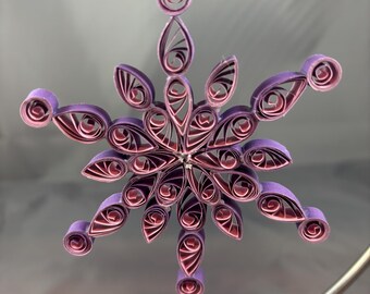 Purple and Pink Two-toned Handcrafted Quilled Snowflake Suncatcher Ornament decoration