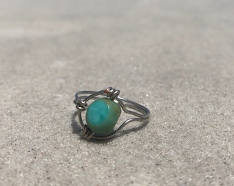 Green Turquoise Wire Wrapped Ring