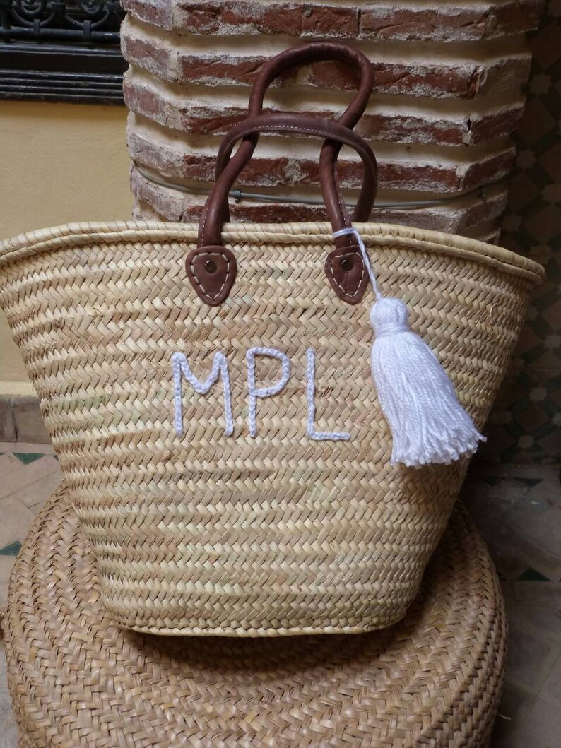 FREE TASSEL Straw Beach Bag Personalized Wicker Basket Straw Etsy