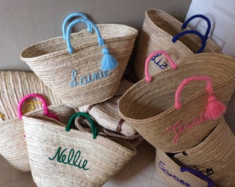 Monogrammed Straw Beach Bag with Tassel, Bridesmaid Gift